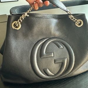 GUCCI Pebbled Calfskin Medium Soho Chain Shoulder Bag